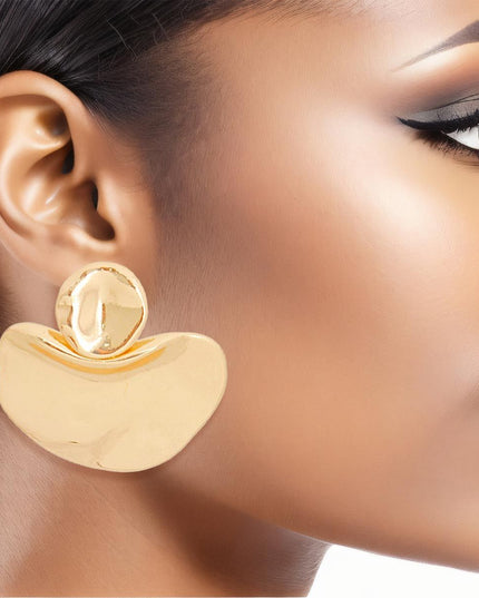 Drop Gold Cradled Disc Earrings for Women