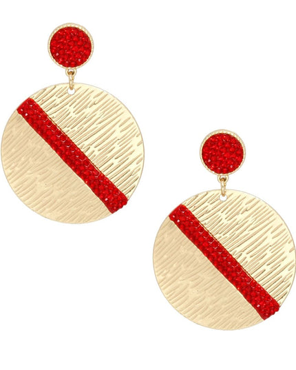Drop Gold Party Ready Red Rhinestone Earrings