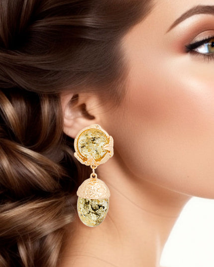Drop Black Gold Medium Statement Earring for Women