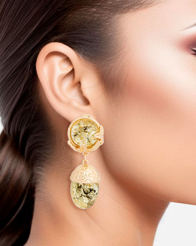 Drop Black Gold Medium Statement Earring for Women