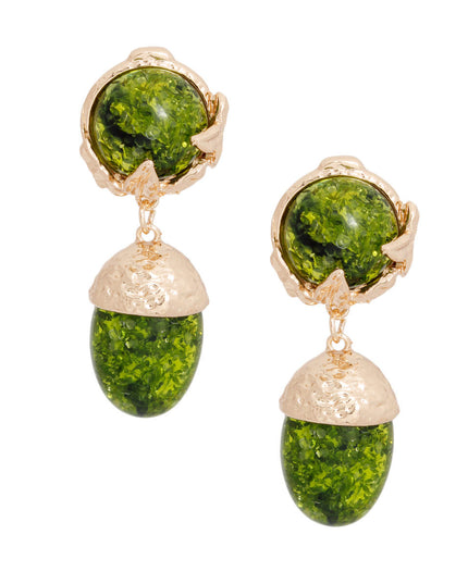 Drop Green Gold Medium Statement Earring for Women