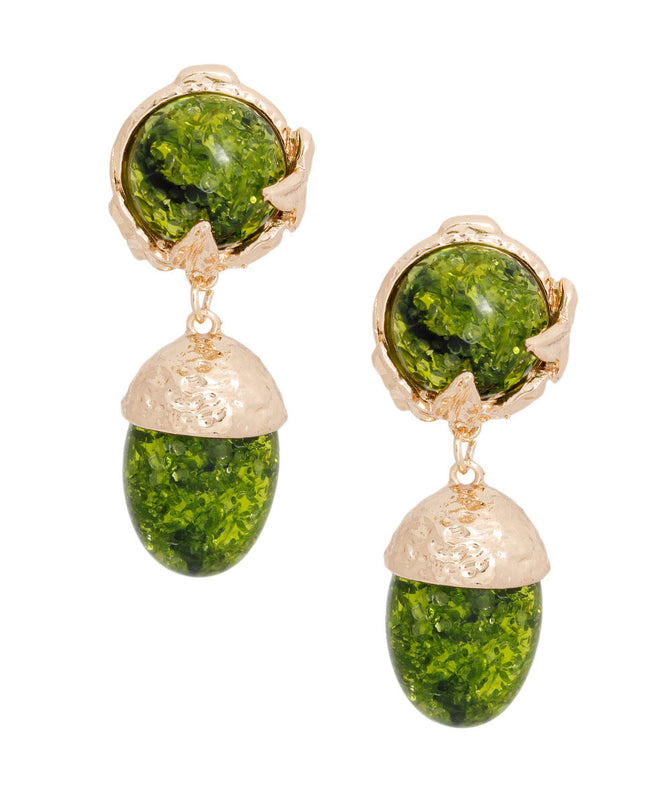 Drop Green Gold Medium Statement Earring for Women