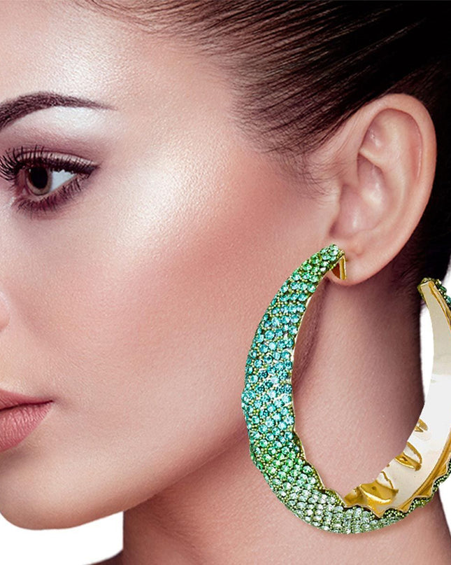 Hoops Green Ombre Bling Earrings for Women
