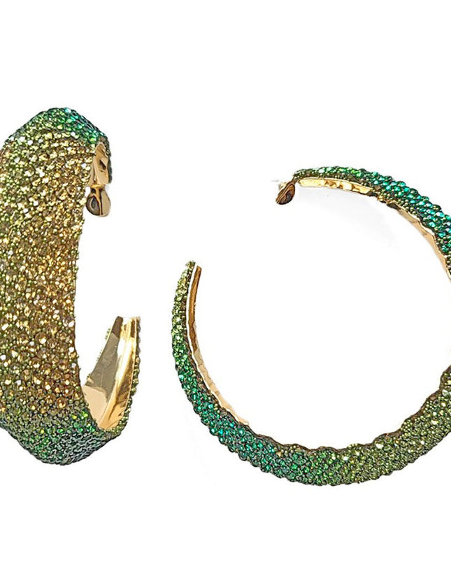 Hoops Green Ombre Bling Earrings for Women