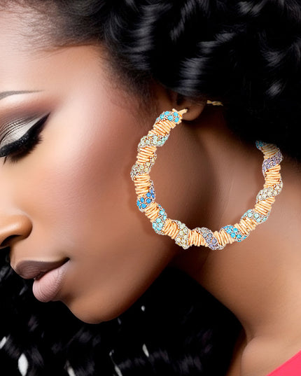 Hoops Blue Stone Helix Earrings for Women