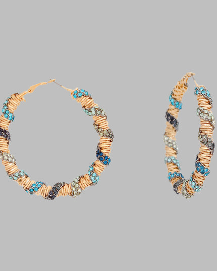 Hoops Blue Stone Helix Earrings for Women