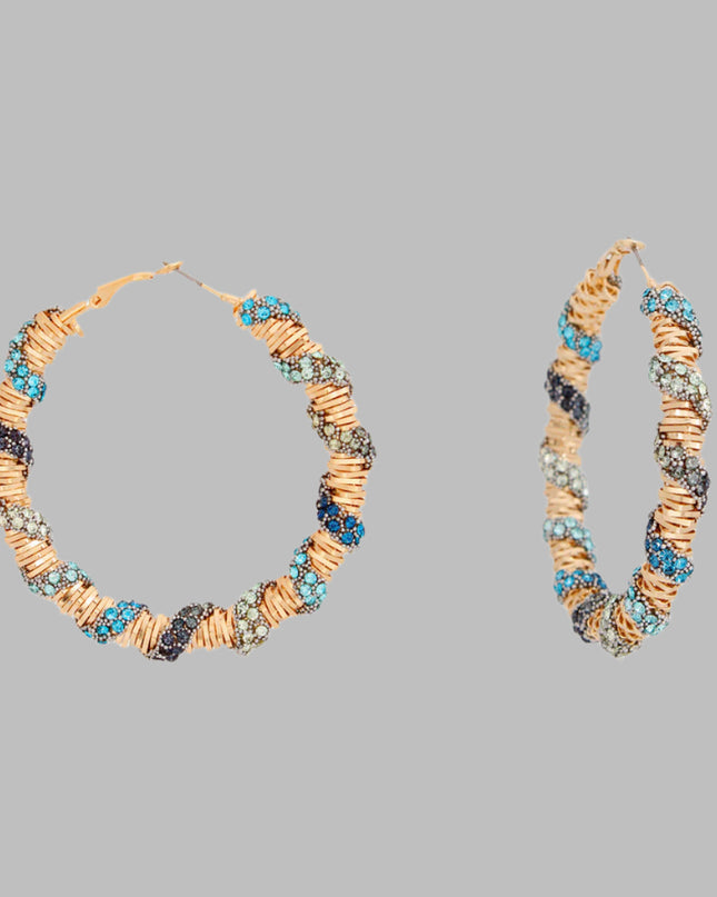 Hoops Blue Stone Helix Earrings for Women