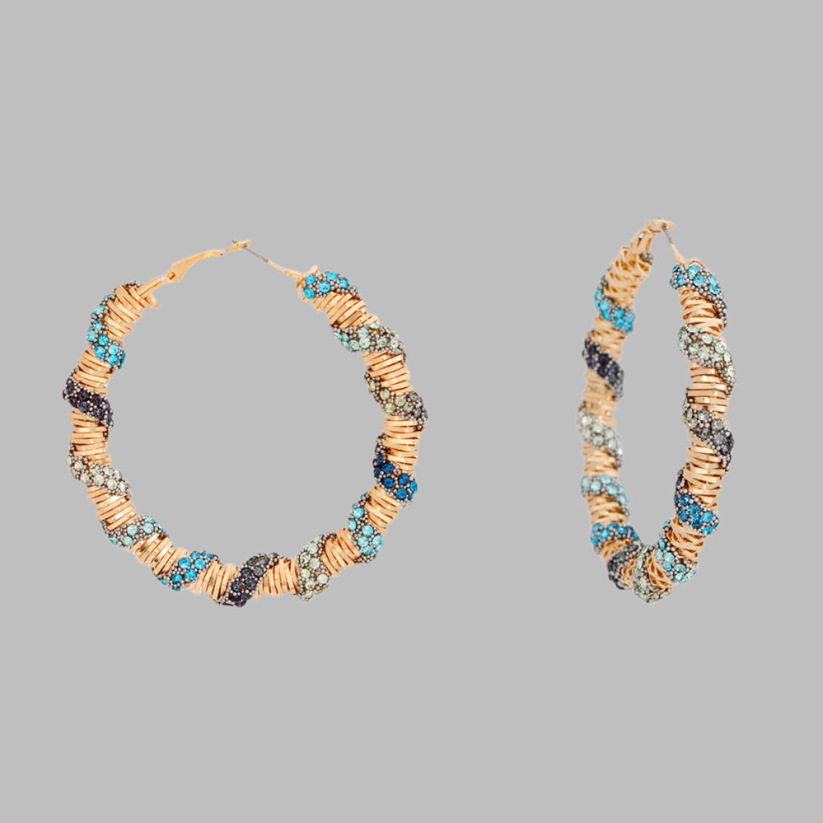 Hoops Blue Stone Helix Earrings for Women