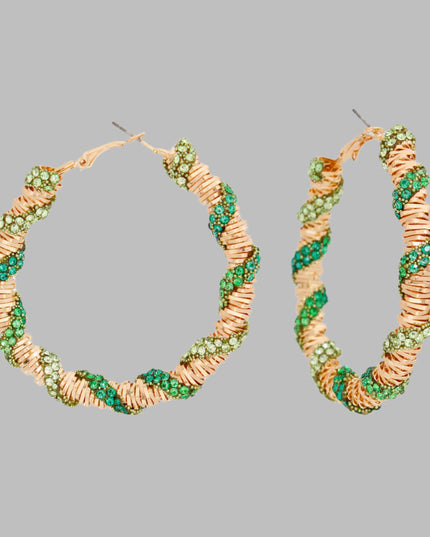 Hoops Green Stone Helix Earrings for Women