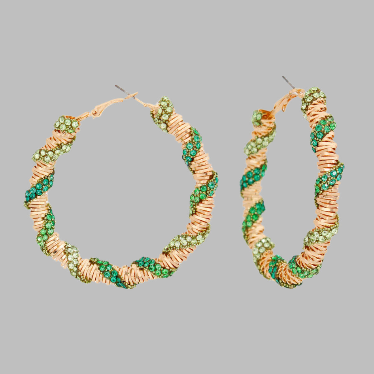 Hoops Green Stone Helix Earrings for Women