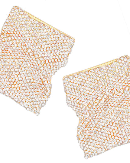 Studs Wavy Gold Rhinestone Glam Earrings Women