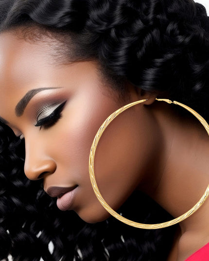 Hoops Large Gold Angled Cut Earrings for Women