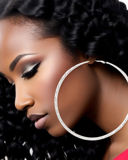 Hoops Large Silver Angled Cut Earrings for Women