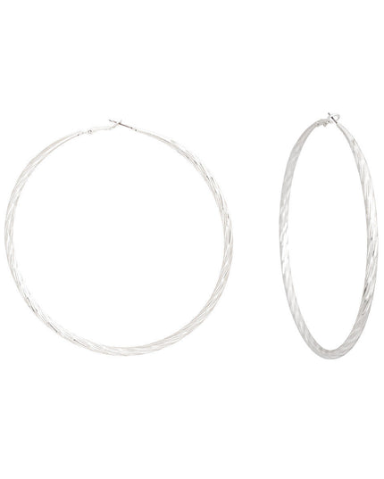 Hoops Large Silver Angled Cut Earrings for Women