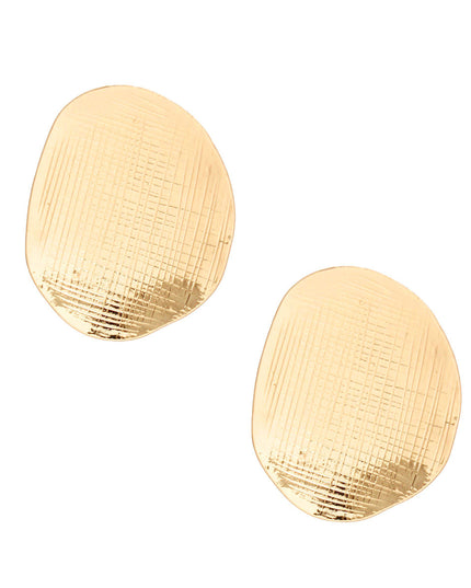 Studs Large Scratched Gold Disc Earrings Women