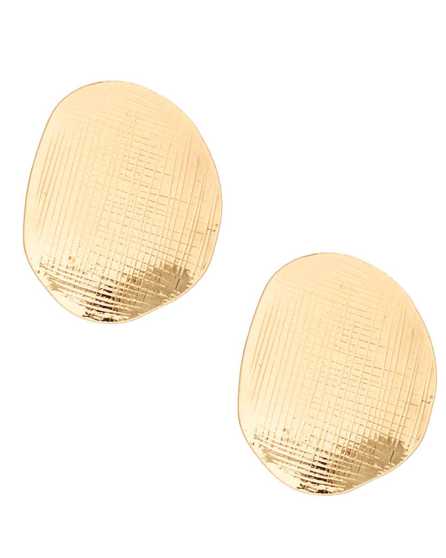 Studs Large Scratched Gold Disc Earrings Women