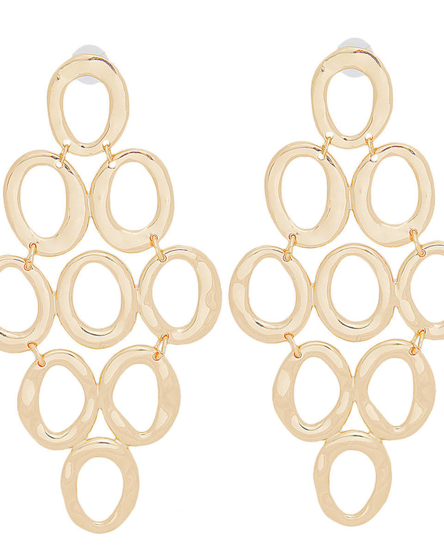 Drop Gold Cascading Ring Chandelier Earrings
