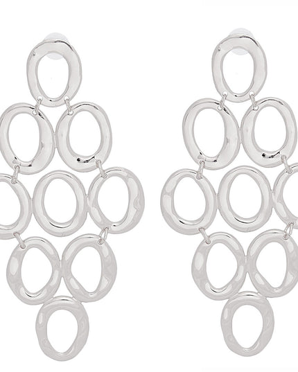 Drop Silver Cascading Ring Chandelier Earrings