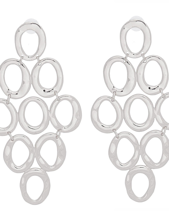 Drop Silver Cascading Ring Chandelier Earrings