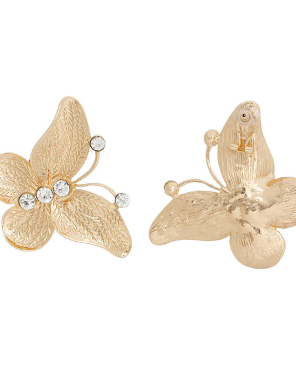 Drop Large Gold Butterfly Branch Detail Earrings