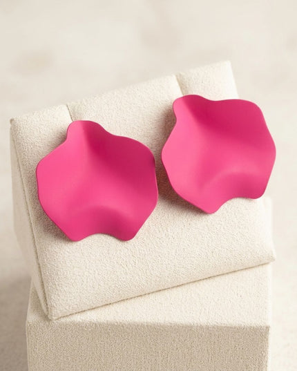 Fuchsia Matte Coating Sculpted Stud Earrings