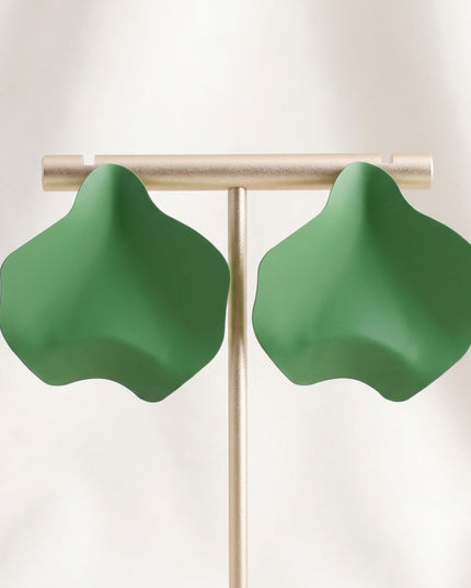 Green Matte Coating Sculpted Stud Earrings