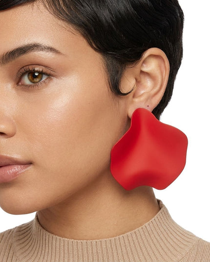 Red Matte Coating Sculpted Stud Earrings