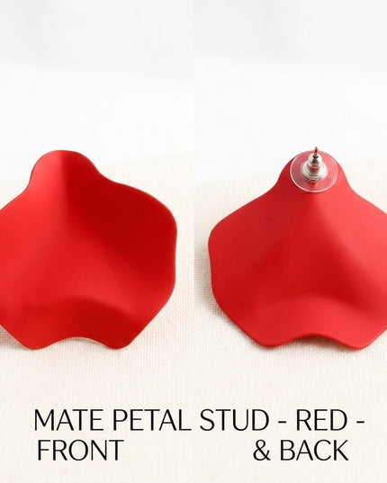 Red Matte Coating Sculpted Stud Earrings