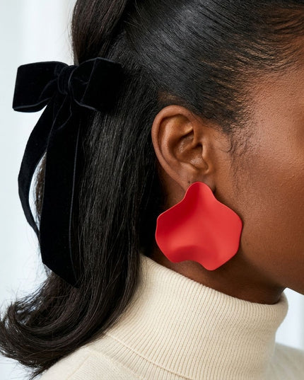 Red Matte Coating Sculpted Stud Earrings