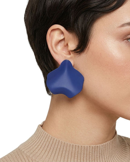Royal Blue Matte Coating Sculpted Stud Earrings