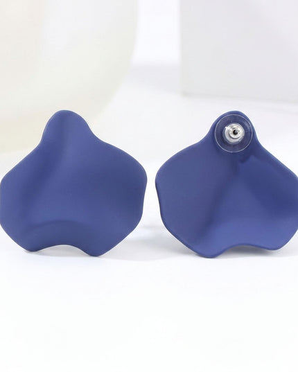 Royal Blue Matte Coating Sculpted Stud Earrings