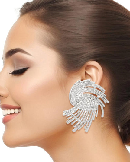 Clip On Silver Metal Rope Earrings for Women