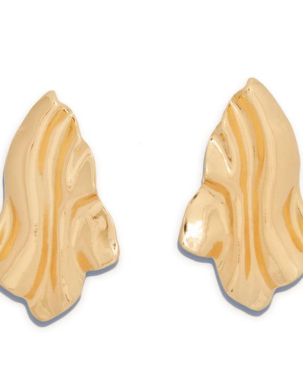 Clip On Medium Gold Wavy Earrings for Women