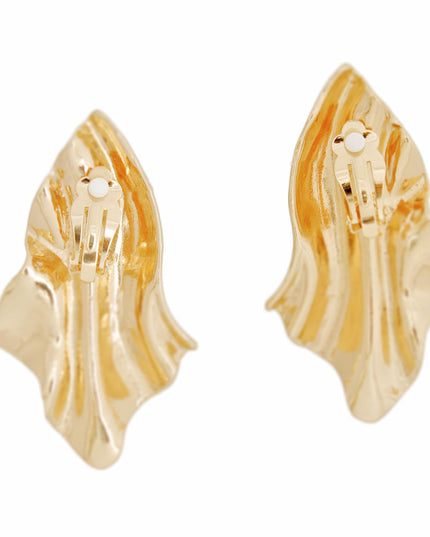 Clip On Medium Gold Wavy Earrings for Women