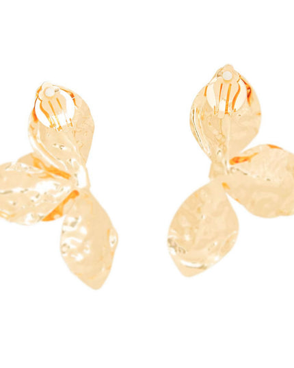 Clip On Large Gold Petal Earrings for Women