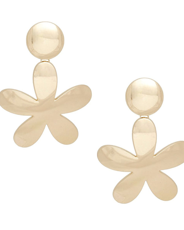 Clip On XL Heavy Gold Flower Earrings for Women