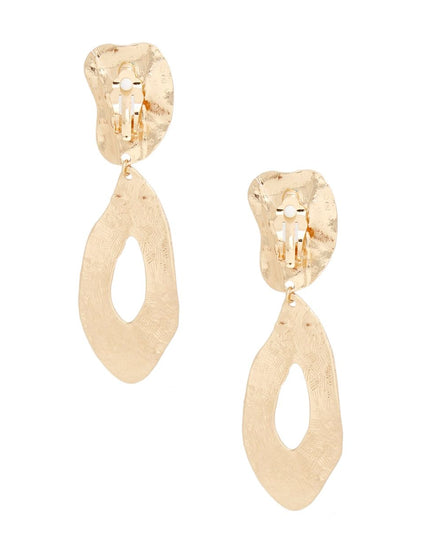 Clip On Gold Edgy and Raw Elongated Earrings