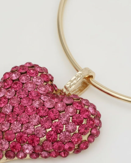 Pendant Fuchsia Stone Domed Heart Chunky Necklace