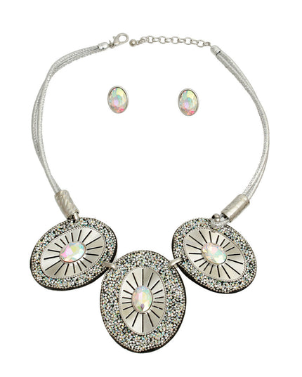 Silver Cord Oval Necklace