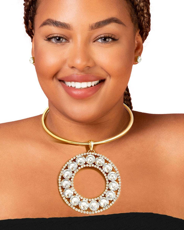 Rigid Gold Halo Circle Necklace
