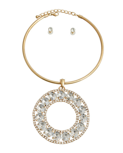 Rigid Gold Halo Circle Necklace