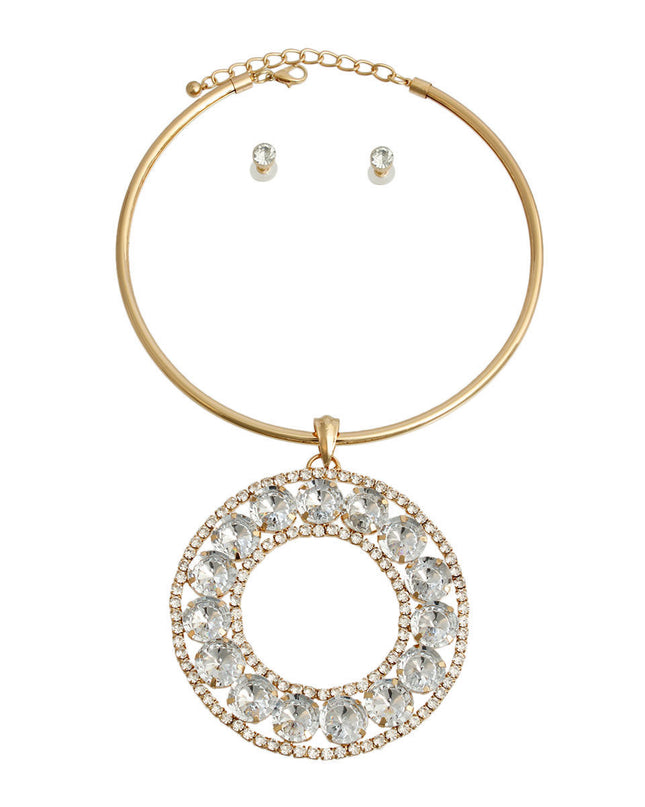 Rigid Gold Halo Circle Necklace