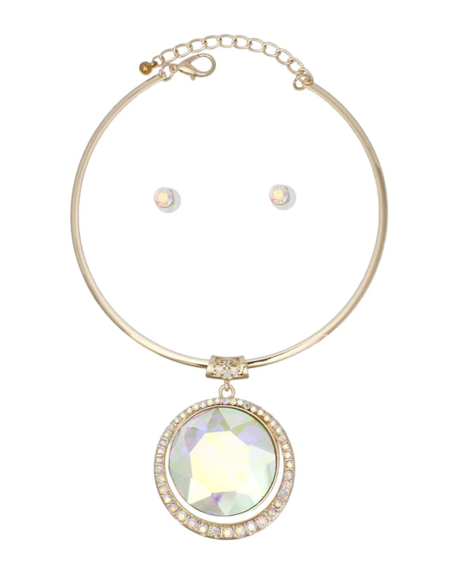 Choker Gold Formal Aurbo Round Radiant Pendant