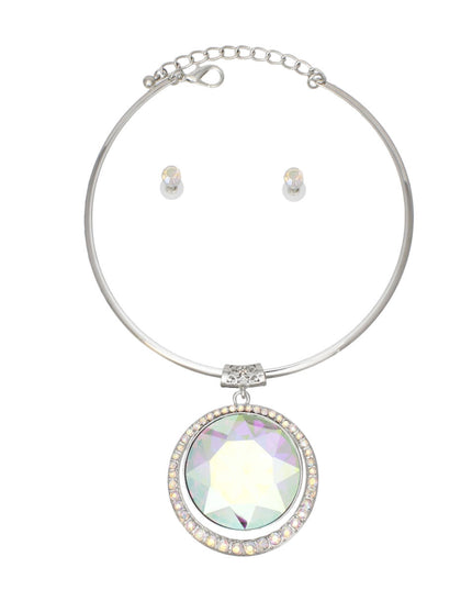 Choker Silver Formal Aurbo Round Radiant Pendant