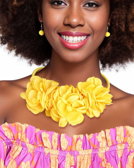Yellow Triple Fabric Flower Set
