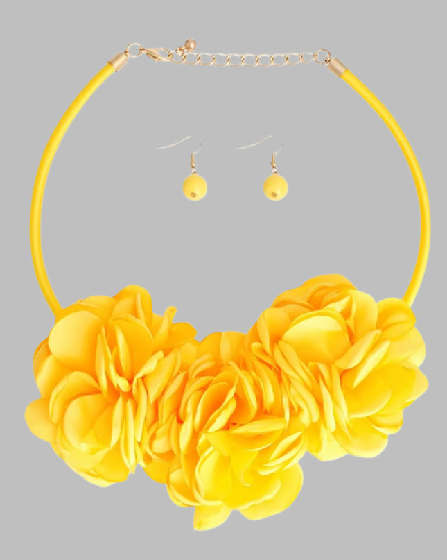 Yellow Triple Fabric Flower Set