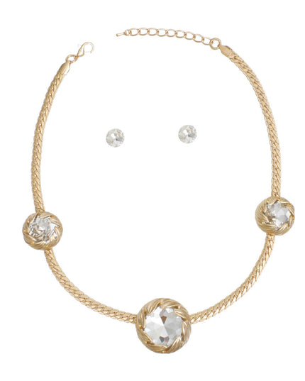Necklace Gold Crystal Double Cut Chain for Women