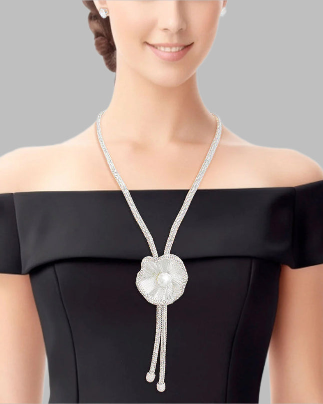 Bolo Necklace AURBO Stone Pearl Set for Women