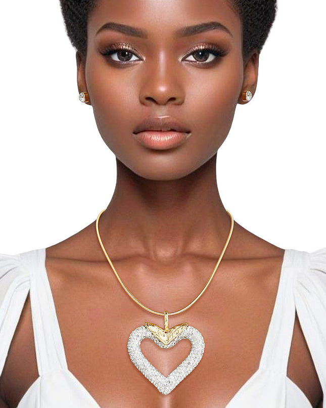 Necklace White Heart Snake Chain Set for Women