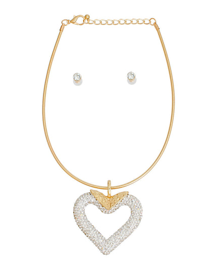 Necklace White Heart Snake Chain Set for Women